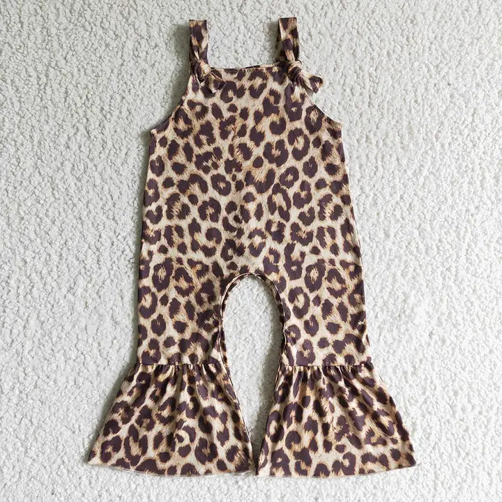 Baby Girls Leopard Strap Overalls Jumpsuits