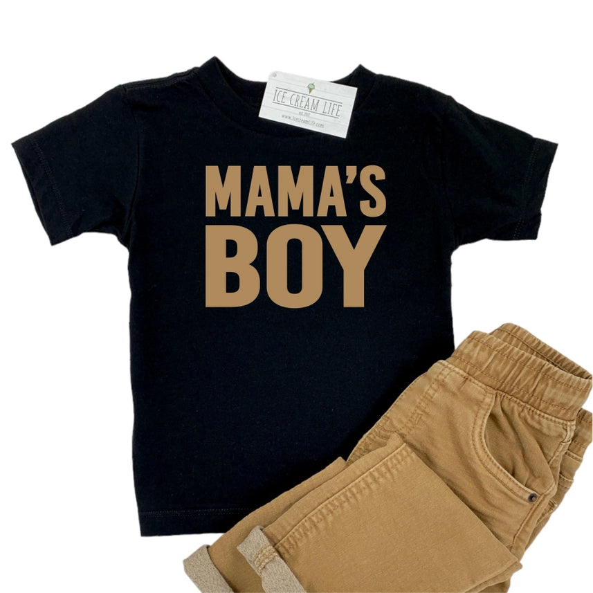 Mama's Boy Brown On Black Kids Tee